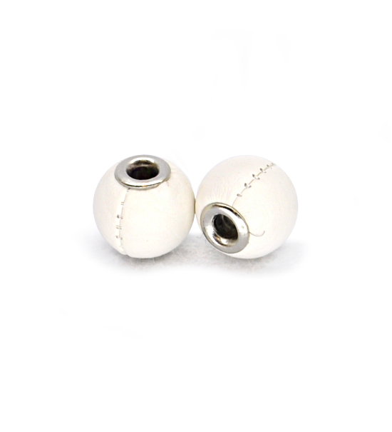 Donut smooth bead similar "leather" (2 pieces) 14 mm - White